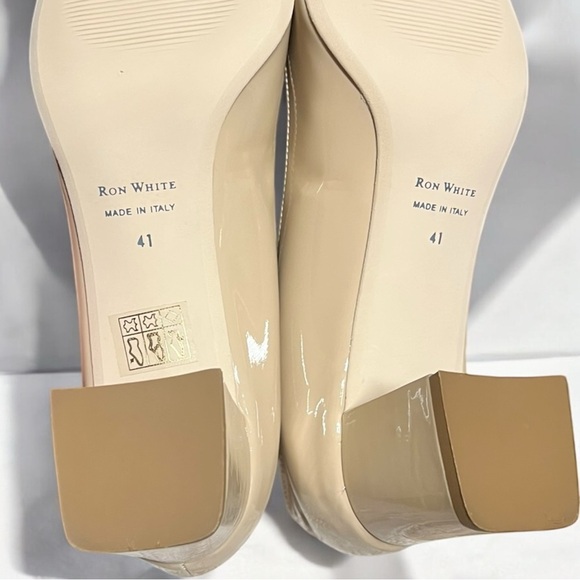 🌻NEW Ron White Lizbeth Bone Color Patent Leather Waterproof Italian Heel size 10 - Picture 11 of 12